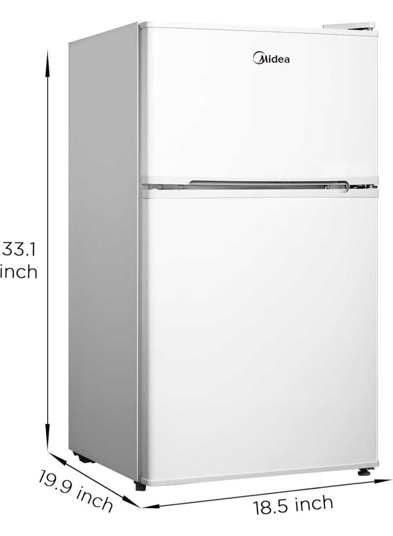 Midea 134L Gross And 87L Net Double Door Refrigerator With Separate Chiller Compartment, 2L Bottle Holder, Mini Fridge for Kitchen, Bedroom, Office And Bar, Inverter Quattro - MDRT134FGE01AE White  - Image 2