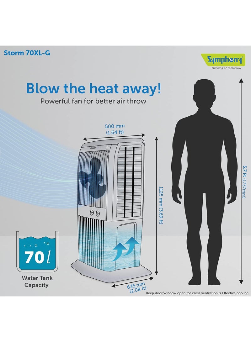 SYMPHONY Desert Air Cooler For Home with Honeycomb Pads, Powerful Fan, i-Pure Technology and Low Power Consumption 70 L Storm 70 XL White - Image 5