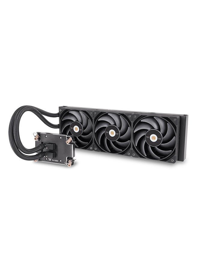 Thermaltake AW420 TOUGHLIQUID Ultra 420mm AIO Liquid Cooler with TOUGHFAN 14 Pro Fans (3x), Nickel-Plated Copper Water Block, 12V PWM Pump, 31.6 dB-A Noise Level, Compatible with Intel LGA4677 & AMD sTR5/SP6, 119.6 CFM Airflow, 3.57 mm-H2O Static Pressure | CL-W445-PL14BL-A black  - Image 1