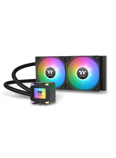 ثيرمال تيك LA240 ARGB Sync AIO Liquid CPU Cooler, 240mm Radiator, Dual 120mm PWM Fans, 400mm Sleeved Tubing, Copper Base Water Block, 16.8M ARGB Lighting | CL-W457-PL12SW-A black  - Image 1