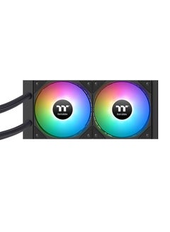 ثيرمال تيك LA240 ARGB Sync AIO Liquid CPU Cooler, 240mm Radiator, Dual 120mm PWM Fans, 400mm Sleeved Tubing, Copper Base Water Block, 16.8M ARGB Lighting | CL-W457-PL12SW-A black  - Image 4