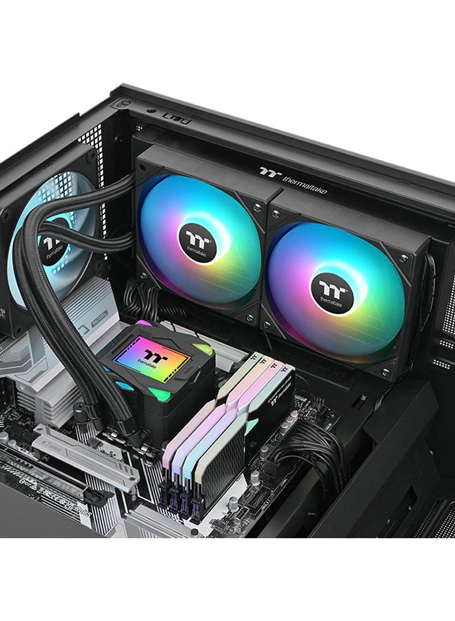 Thermaltake LA240 ARGB Sync AIO Liquid CPU Cooler, 240mm Radiator, Dual 120mm PWM Fans, 400mm Sleeved Tubing, Copper Base Water Block, 16.8M ARGB Lighting | CL-W457-PL12SW-A black - Image 5