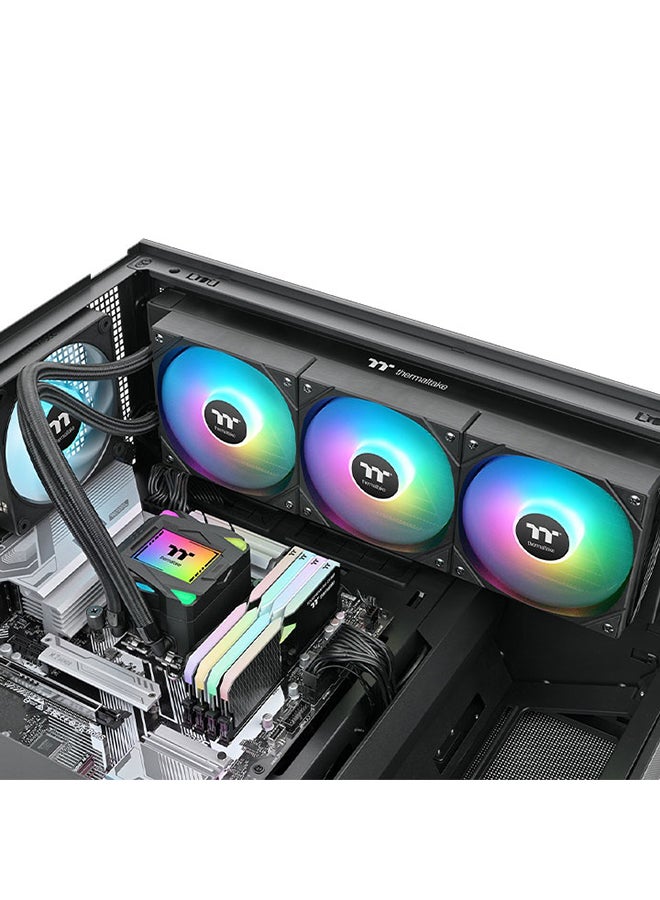 Thermaltake LA360 ARGB Sync All-in-One Liquid CPU Cooler – 360mm Radiator, Triple 120mm PWM Fans, 3300 RPM Pump with Copper Base, 400mm Sleeved Tubes, Addressable 5V RGB Sync, Intel & AMD Compatible | CL-W459-PL12SW-A black  - Image 5