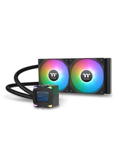 ثيرمال تيك LA240-S ARGB Sync 240mm AIO Liquid CPU Cooler – Dual 120mm PWM Fans (79.3 CFM, 3.45mm-H₂O), Slim 27mm Radiator, Thickened 20mm Copper Cold Plate, 2.4" LCD Display (240x320), Daisy-Chain Cable Design, Motherboard Sync Support (5V ARGB), 350W TDP, USB 2.0 Interface | CL-W461-PL12SW-A black  - Image 1