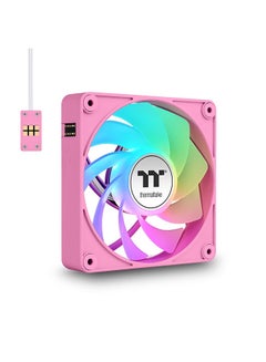 ثيرمال تيك CT120 EX Reverse ARGB Sync 120mm PC Cooling Fans (Pink, 3-Pack) with 9 Addressable LEDs, 65.82 CFM Airflow, 1.87mm-H2O Static Pressure, Anti-Vibration Pads, MagForce 2.0 Quick Connect | CL-F225-PL12PK-A pink  - Image 1