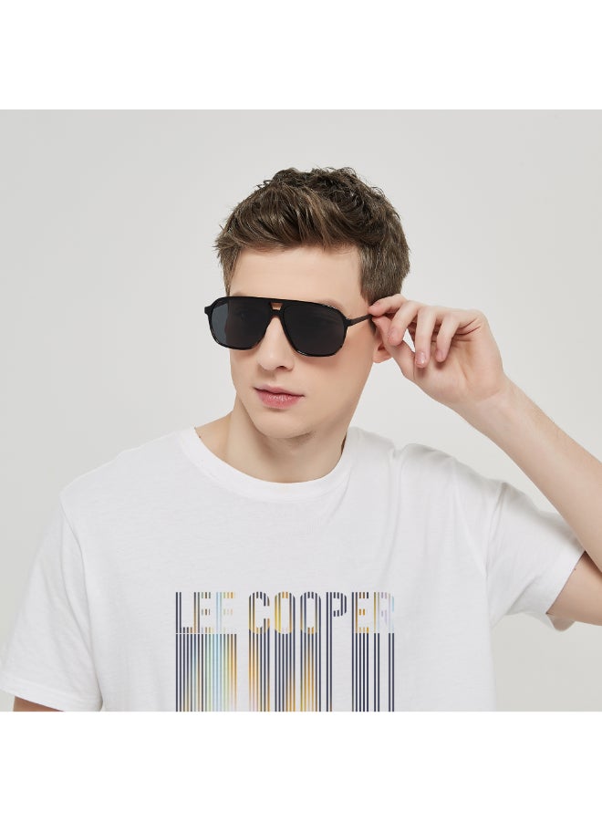 لي كوبر نظارات شمسية قطبية إطار أسود مع خطوط عدسة مرآة رمادية 60 مم - LC1001C03 - Image 4