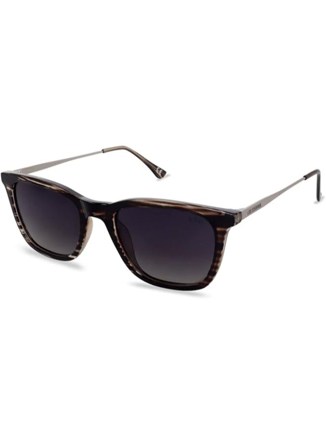 Lee Cooper - Men's Polarized Sunglasses BROWN STRIPE Frame GR.GREY Mirror Lens 52mm  - LC1003C01 - Image 1