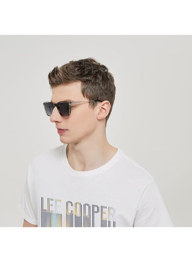 Lee Cooper - Men's Polarized Sunglasses BROWN STRIPE Frame GR.GREY Mirror Lens 52mm  - LC1003C01 - Image 1