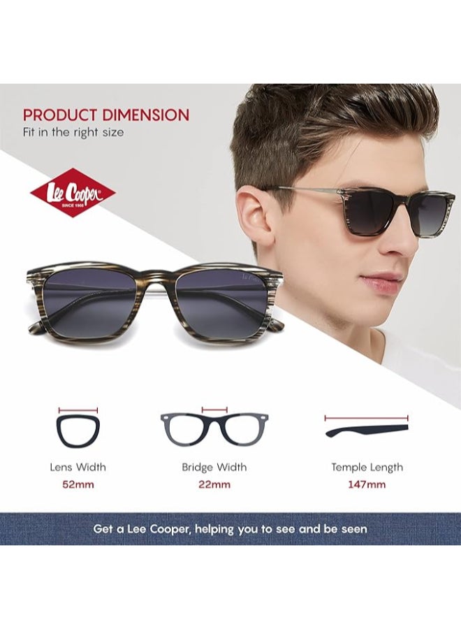 Lee Cooper - Men's Polarized Sunglasses BROWN STRIPE Frame GR.GREY Mirror Lens 52mm  - LC1003C01 - Image 1