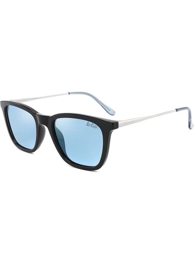 لي كوبر نظارات شمسية قطبية بإطار أسود وعدسة مرآة زرقاء 52 مم - LC1003C02 - Image 1