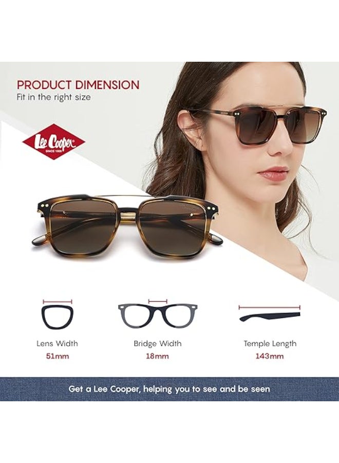 لي كوبر - Polarized Sunglasses Shiny Demi Brown  Frame Gradient brown Mirror Lens 51mm  - LC1019C03 - Image 1
