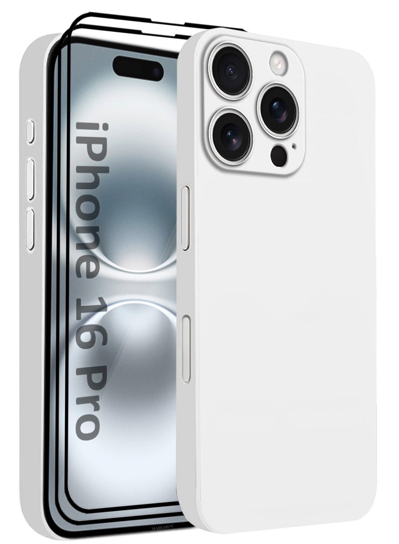 MARGOUN 3Packs Thin Case For iPhone 16 Pro , Back Cover Sturdy Durable Ultra-Thin Case Drop Protection Cover Clear With Two 3D Screen Protectors - White-3  - Image 1