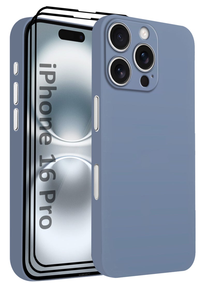 MARGOUN 3Packs Thin Case For iPhone 16 Pro , Back Cover Sturdy Durable Ultra-Thin Case Drop Protection Cover Clear with Two 3D Screen Protectors - Blue-3  - Image 1