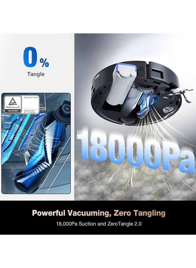 ecovacs Deebot X8 Pro Omni Robot Vacuum and Mop, OZMO Roller Instant Self-Washing Mopping,18000Pa Suction Hot Water Mop Washing, Auto Cleaning Solution Adding, Hot Air-Drying, Self-Emptying 4 L 80 W DEX56 Black  - Image 2