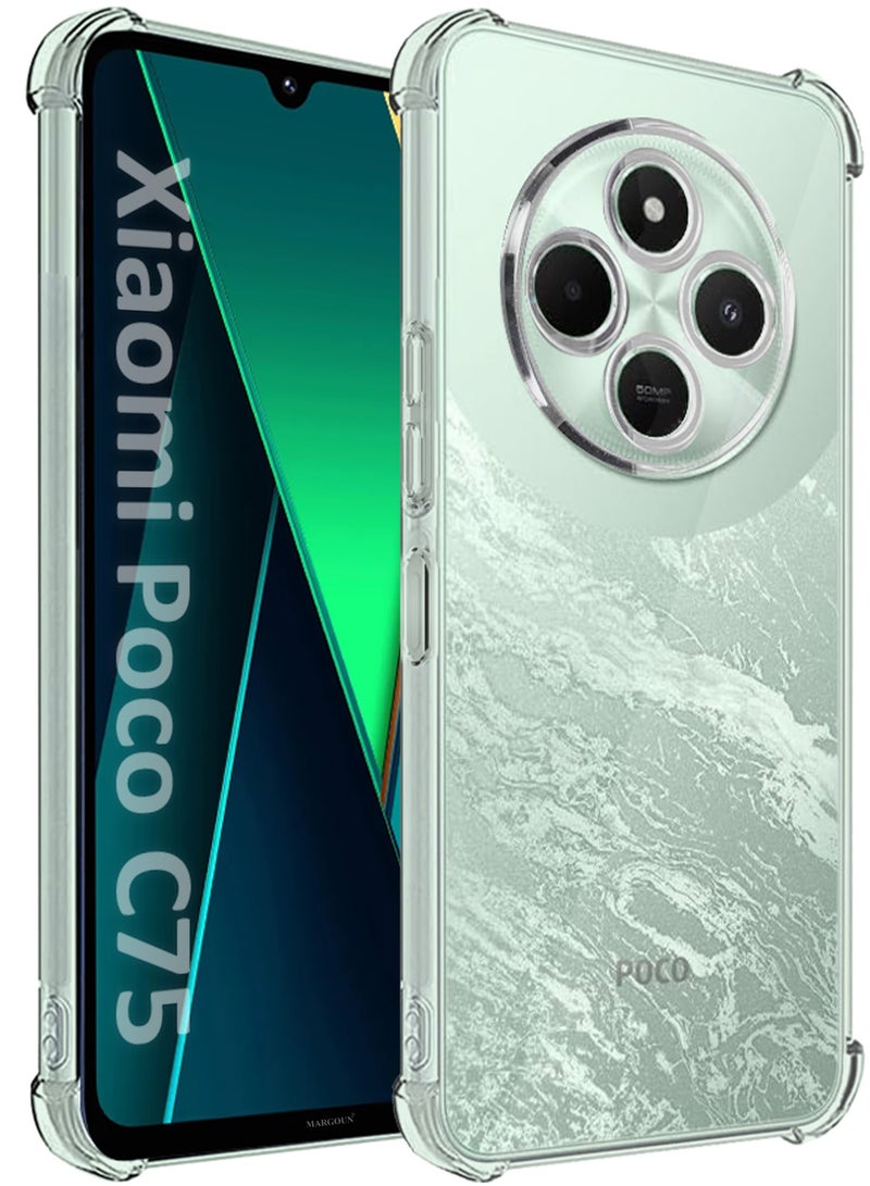 MARGOUN Gorilla Case For Poco C75 Transparent Shockproof Crystal Clear With Reinforced Corners - Clear-1 - Image 1