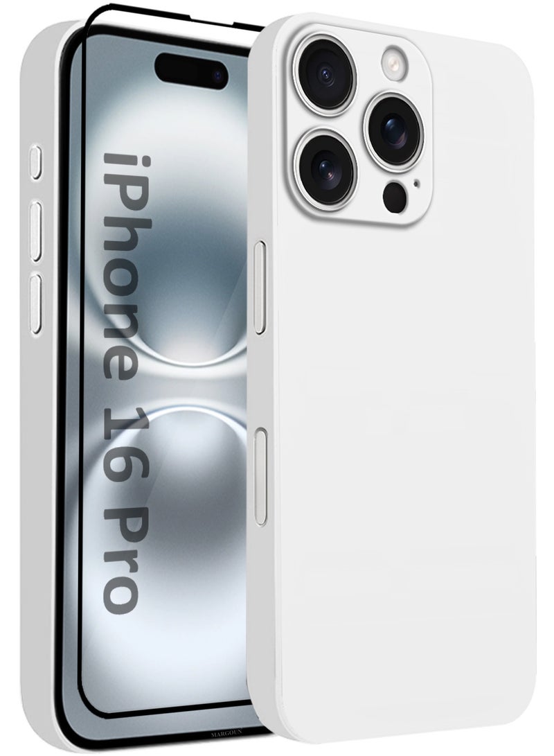 MARGOUN 2Packs Thin Case For iPhone 16 Pro , Back Cover Sturdy Durable Ultra-Thin Case Drop Protection Cover Clear With 3D Screen Protector - White-2  - Image 1