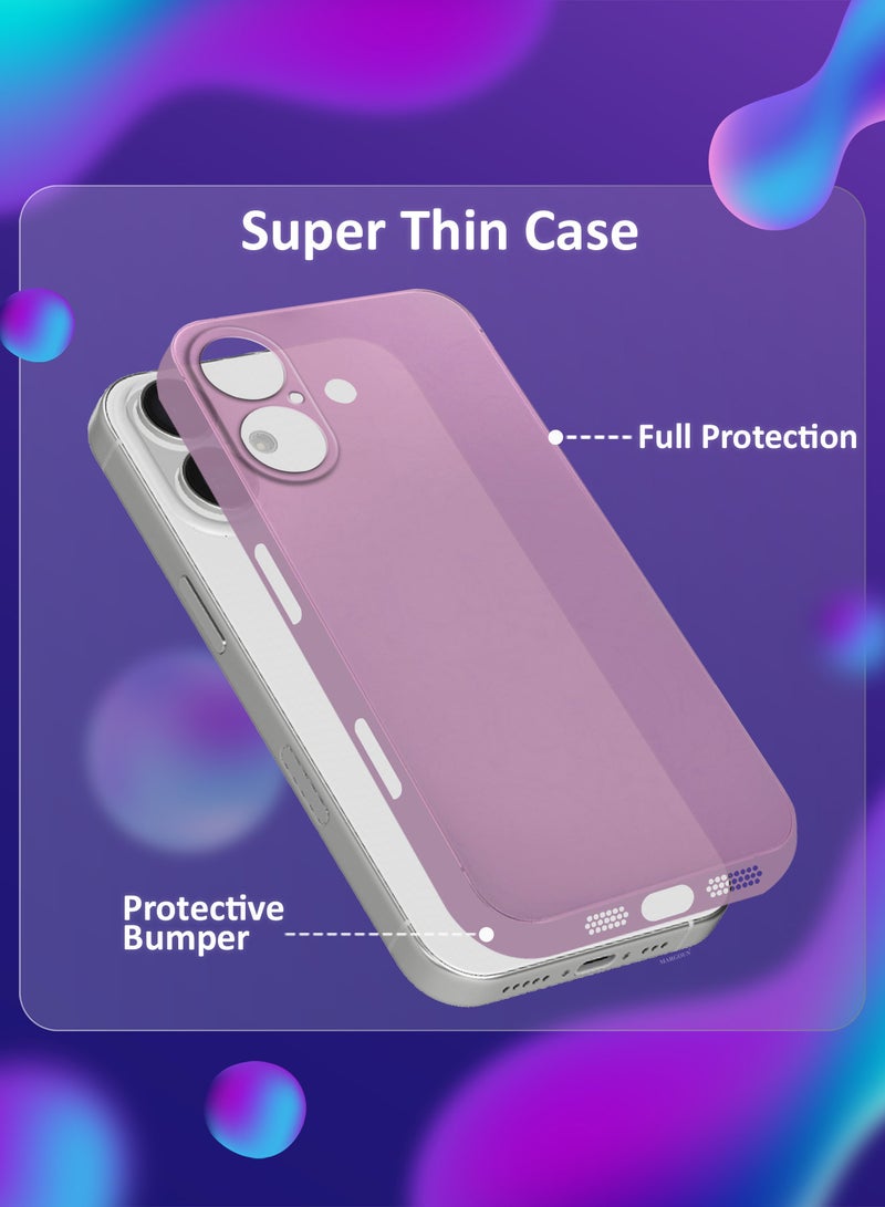 MARGOUN 2Packs Thin Case For iPhone 16 , Back Cover Sturdy Durable Ultra-Thin Case Drop Protection Cover Clear - Pink-2 - Image 2