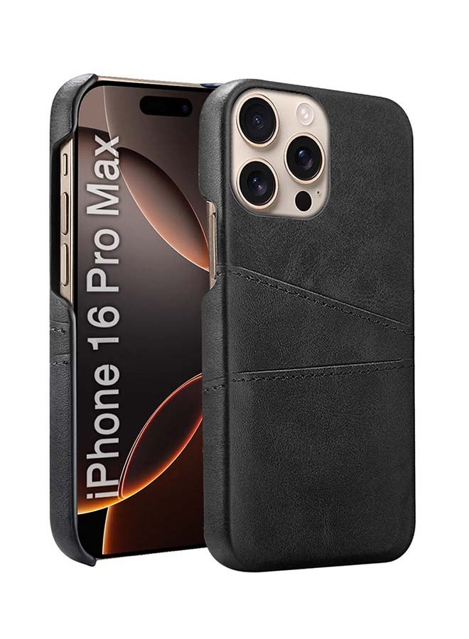 MARGOUN iPhone 16 Pro Max Case Cover Leather with Card Holder for Men Women Phone Case Black-1  - Image 1