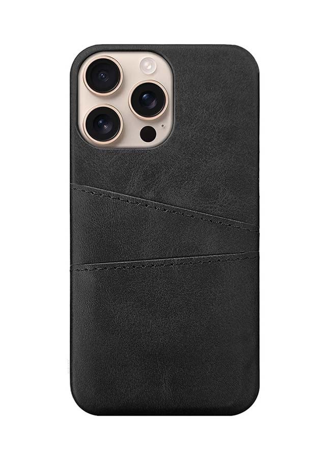 MARGOUN iPhone 16 Pro Max Case Cover Leather with Card Holder for Men Women Phone Case Black-1  - Image 2