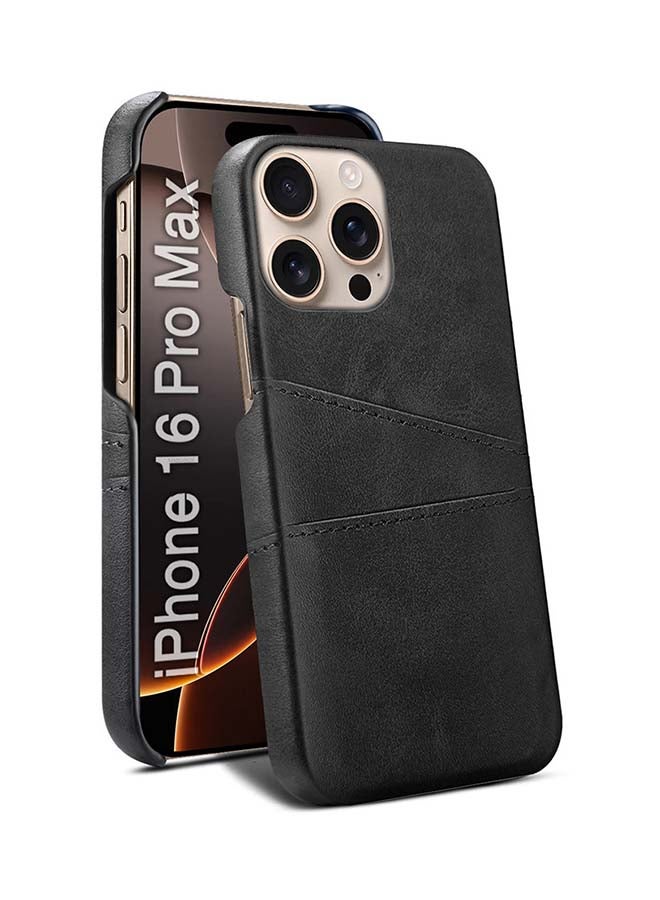 MARGOUN iPhone 16 Pro Max Case Cover Leather with Card Holder for Men Women Phone Case Black-1  - Image 3