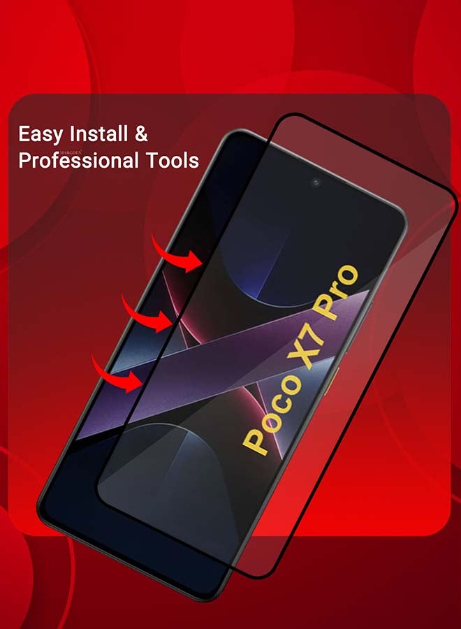 MARGOUN 2Packs Screen Protector for Poco X7Pro, Premium 3D Curved Tempered Glass Full Edge-to-Edge Coverage, Scratch Resistant, Ultra Clear - Image 5