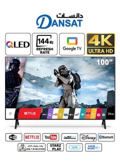 Dansat 100-Inch - QLED - Smart 4K Ultra HD 144Hz - Google TV - Screens With Built-In Receiver - DTQ100U Black  - Image 1