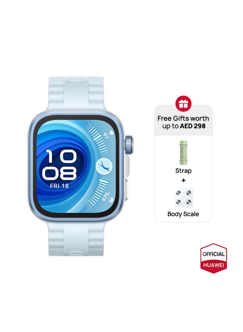 HUAWEI Watch FIT4 Pro Smart Watch, 1.82” Display, Sapphire Glass &Titanium, GPS for Pro-Level Outdoor Sports, NFC, ECG Analysis, up to 10-Day Battery Life, iOS & Android + Free Strap + Scale Blue (Fit4 PRO)  - Image 1