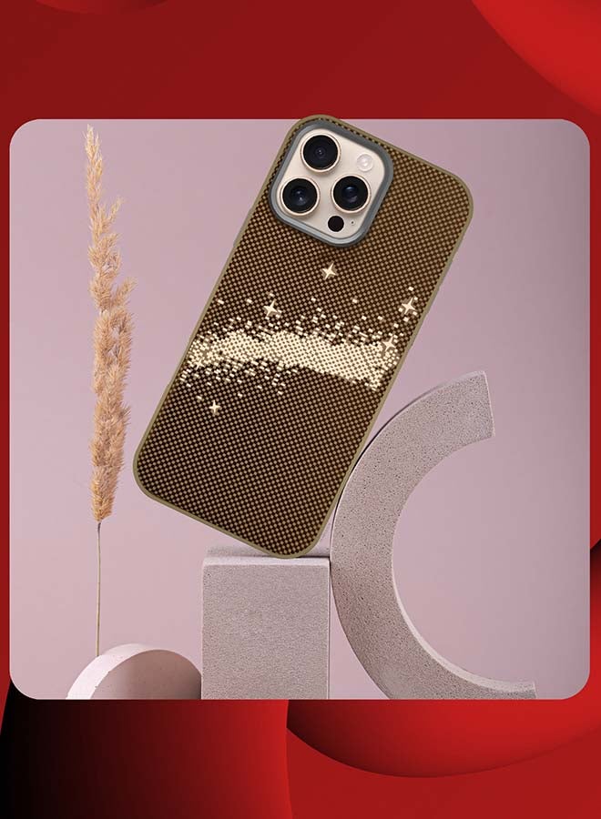 مارجون - iPhone 16 Pro Max 2Packs Case Cover Carbon Fiber Pattern Phone Case Slim Shockproof Back Cover with 3D Screen Protector - Starry Pattern Starry Pattern-2 - Image 1
