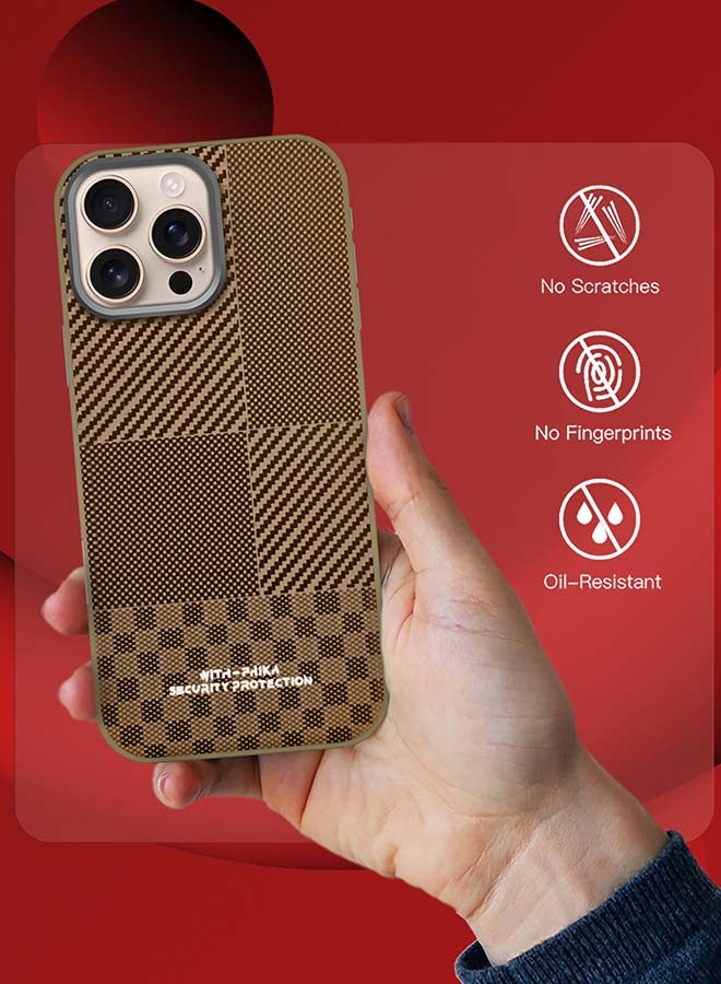مارجون iPhone 16 Pro Max 3Packs Case Cover Carbon Fiber Pattern Phone Case Slim Shockproof Back Cover with Two 3D Screen Protectors - Grid Pattern Grid Pattern-3 - Image 4