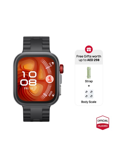 Watch FIT4 Pro Smart Watch, 1.82” Display, Sapphire Glass &Titanium, GPS for Pro-Level Outdoor Sports, NFC, ECG Analysis, up to 10-Day Battery Life, iOS & Android + Free Strap + Scale Black (Fit4 PRO)