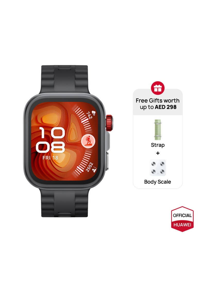 هواوي - Watch FIT4 Pro Smart Watch, 1.82” Display, Sapphire Glass &Titanium, GPS for Pro-Level Outdoor Sports, NFC, ECG Analysis, up to 10-Day Battery Life, iOS & Android + Free Strap + Scale Black - Image 1
