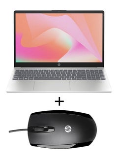 HP 15-fd0021nx Laptop With 15.6 Inch Full HD(1920X1080) Display, Intel Core i3-1315U Processor/4GB RAM DDR4/256GB SSD/DOS(Without Windows)/Intel UHD Graphics+HP X500 Black Wired USB Mouse English/Arabic Black  - Image 1