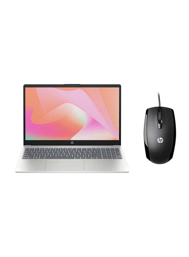 HP 15-fd0021nx Laptop With 15.6 Inch Full HD(1920X1080) Display, Intel Core i3-1315U Processor/4GB RAM DDR4/256GB SSD/DOS(Without Windows)/Intel UHD Graphics+HP X500 Black Wired USB Mouse English/Arabic Black  - Image 1