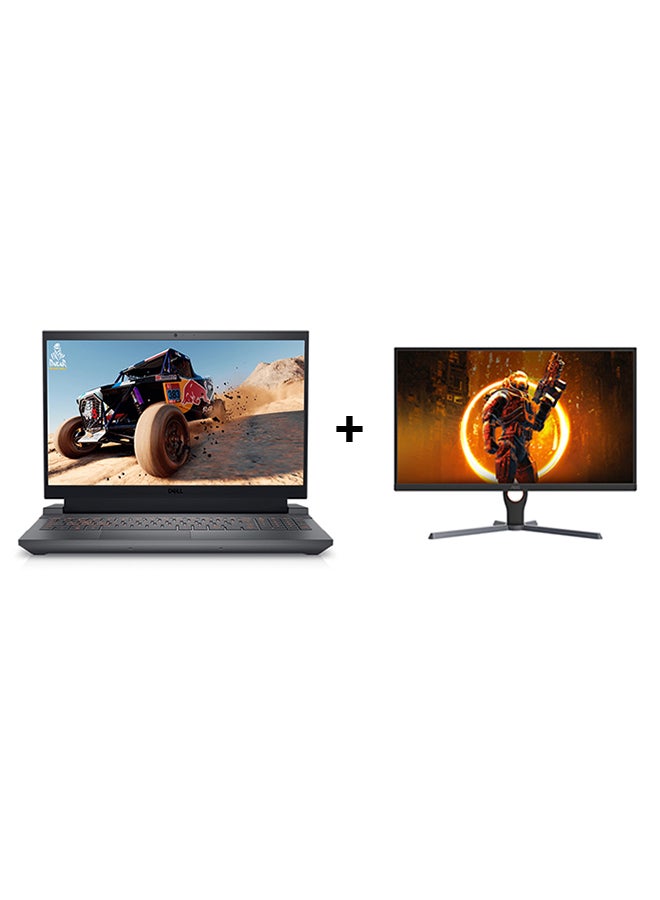 DELL G15 5530 Gaming Laptop With 15.6-Inch Full HD (1920X1080) 144Hz Display, Core i7-13650HX Processor/16GB RAM DDR4/512GB SSD/6GB NVIDIA GeForce RTX 4050 Graphics Card/DOS (Without Windows)+Gaming Monitor English/Arabic Black  - Image 1