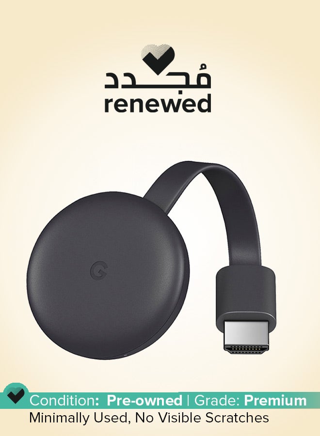 Google Renewed - Chromecast 3rd Generation Media Streaming Device Charcoal  - Image 1