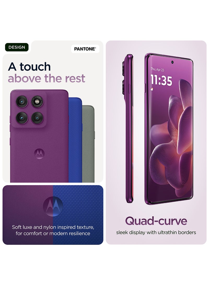 Motorola - Edge 60 Pro 5G Dual SIM PANTONE Sparkling Grape 12GB+12GB RAM  512GB with free Moto Buds+, 68W Turbo Charger, and 6 months screen protection - Middle East Version - Image 1