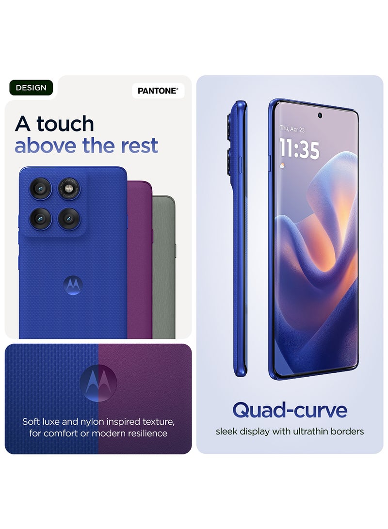 Motorola - Edge 60 Pro 5G Dual SIM PANTONE Dazzling Blue 12GB+12GB RAM  512GB With free Moto Buds+, 68W Turbo Charger, and 6 months screen protection - Middle East Version - Image 1