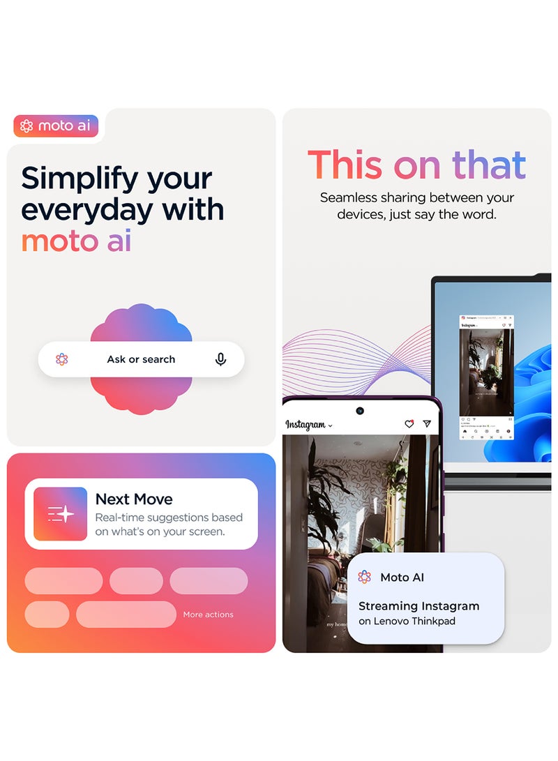 موتورولا Edge 60 Pro 5G Dual SIM PANTONE Shadow 12GB+12GB RAM  512GB With free Moto Buds+, 68W Turbo Charger, and 6 months screen protection - Middle East Version  - Image 2