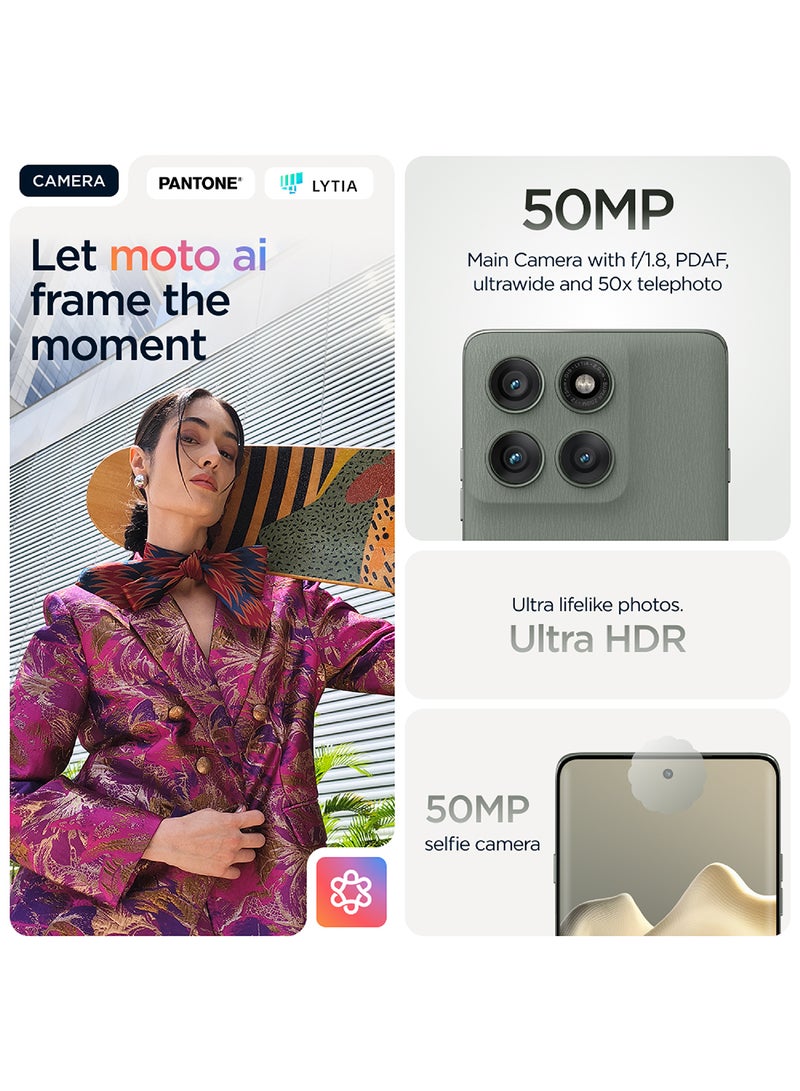 موتورولا Edge 60 Pro 5G Dual SIM PANTONE Shadow 12GB+12GB RAM  512GB With free Moto Buds+, 68W Turbo Charger, and 6 months screen protection - Middle East Version  - Image 3