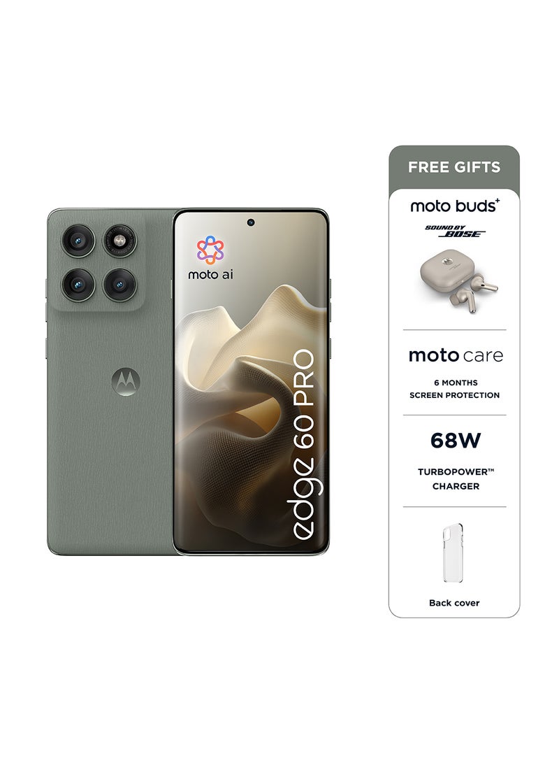 موتورولا Edge 60 Pro 5G Dual SIM PANTONE Shadow 12GB+12GB RAM  512GB With free Moto Buds+, 68W Turbo Charger, and 6 months screen protection - Middle East Version  - Image 1