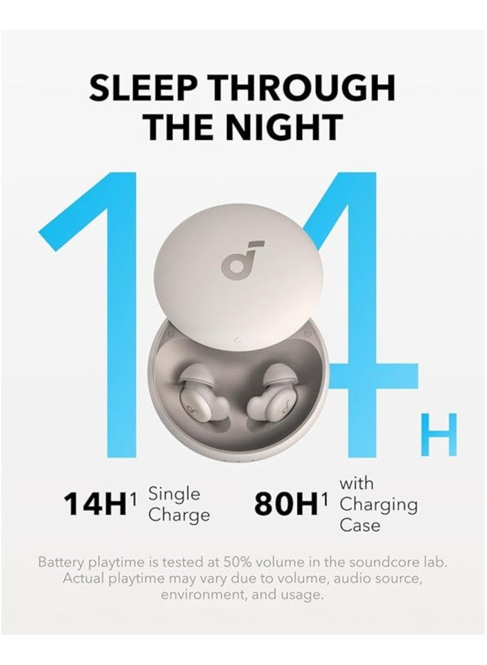 Sleep A20 by Anker Sleep Earbuds, Noise Blocking Sleep Headphones, Small Design for Side Sleepers, 80H Playtime, Stream Content via Bluetooth 5.3, Sleep Monitor, Personal Alarm White