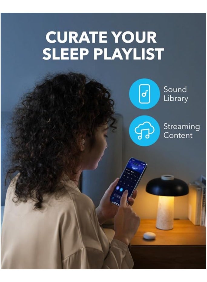 Sleep A20 by Anker Sleep Earbuds, Noise Blocking Sleep Headphones, Small Design for Side Sleepers, 80H Playtime, Stream Content via Bluetooth 5.3, Sleep Monitor, Personal Alarm White