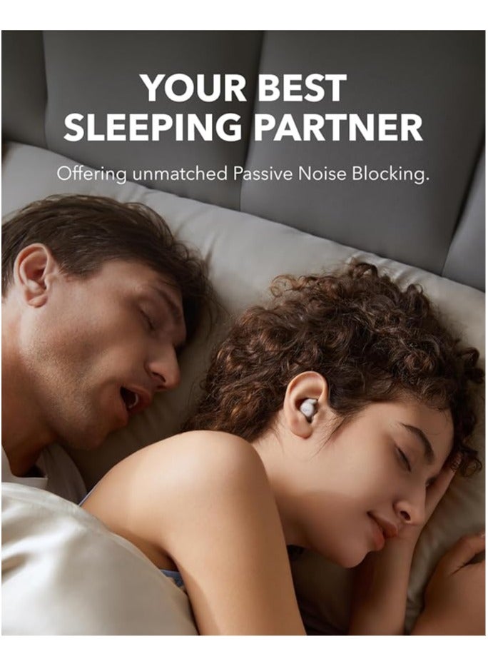 Sleep A20 by Anker Sleep Earbuds, Noise Blocking Sleep Headphones, Small Design for Side Sleepers, 80H Playtime, Stream Content via Bluetooth 5.3, Sleep Monitor, Personal Alarm White