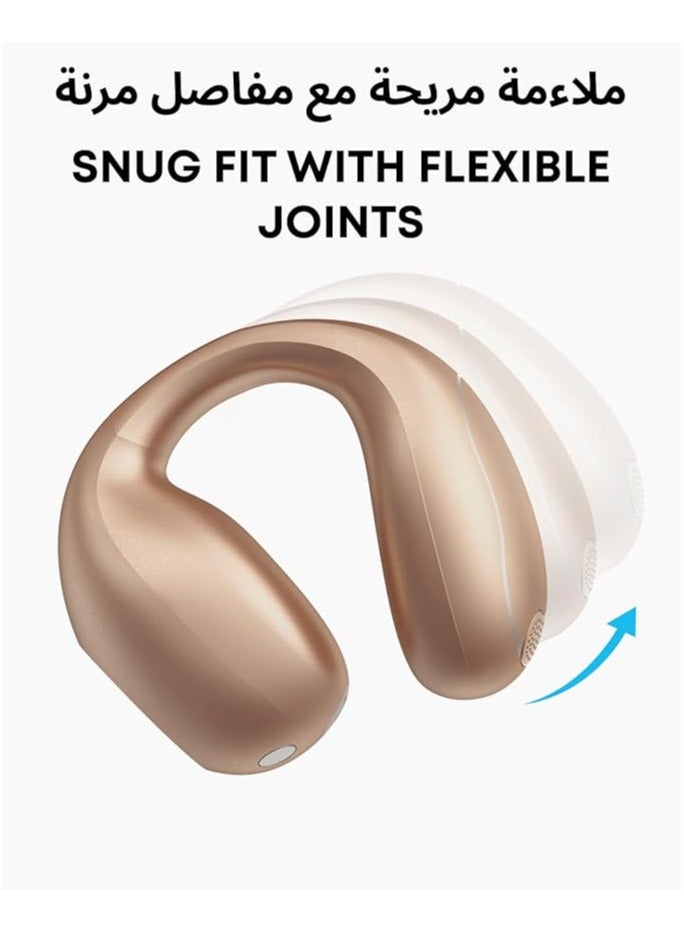 Soundcore C40i by Anker, Open-Ear Earbuds, Clip-On Headphones, Flexible Joint Design, Button Controls, Lightweight Comfort, Stable Fit with Attachable Ear Grips, Expansive Drivers for Clear Sound Golden  - Image 3