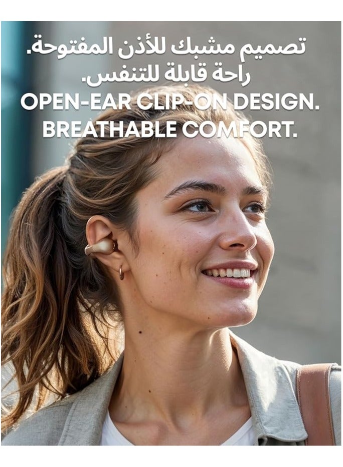 Soundcore C40i by Anker, Open-Ear Earbuds, Clip-On Headphones, Flexible Joint Design, Button Controls, Lightweight Comfort, Stable Fit with Attachable Ear Grips, Expansive Drivers for Clear Sound Golden  - Image 2
