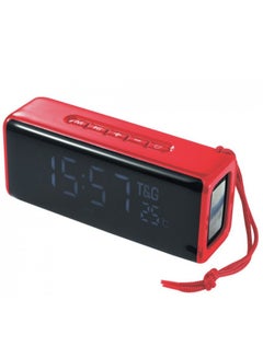 TG174 TWS Mirror Bluetooth Speaker, Support Alarm Clock, Time & Temperature Display, Micro SD Card, FM, MP3 - Red