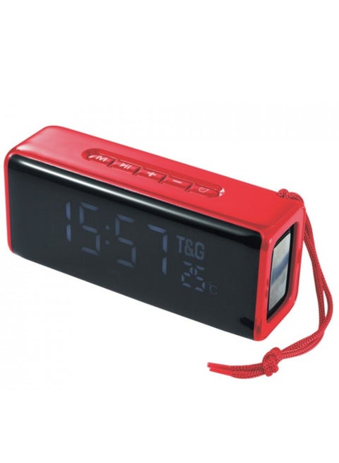 TG174 TWS Mirror Bluetooth Speaker, Support Alarm Clock, Time & Temperature Display, Micro SD Card, FM, MP3 - Red