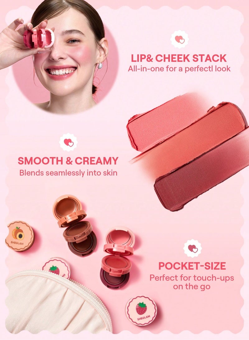 SHEGLAM Apricot Dream Cheek & Lip Cream Stack multicolour - Image 4