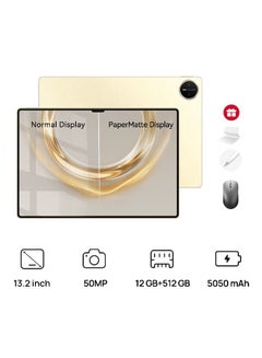MatePad Pro 13.2 Paper Matte Edition Premium Gold 12GB RAM, 512GB, WiFi Inbox Keyboard With M-Pencil & Rapoo Bluetooth Mouse