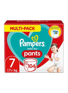 Pampers Pack Of 104 Pampers Baby-Dry Nappies/Pants, Size 7, 17 Kg+  - Image 1